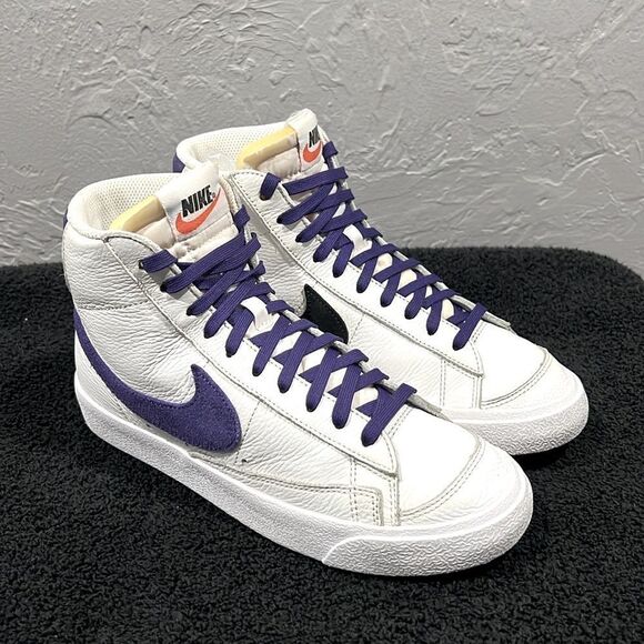 ?? NIKE Blazer Mid \'77 Vintage Leather SNEAKER Shoes White Purple Black Men Sz main image 8